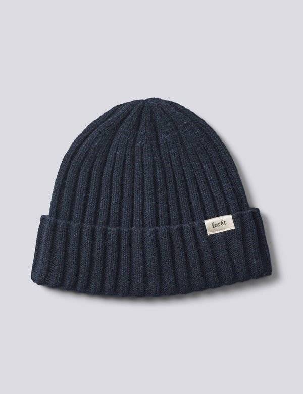 RELAX RIB LAMBSWOOL BEANIE - NAVY