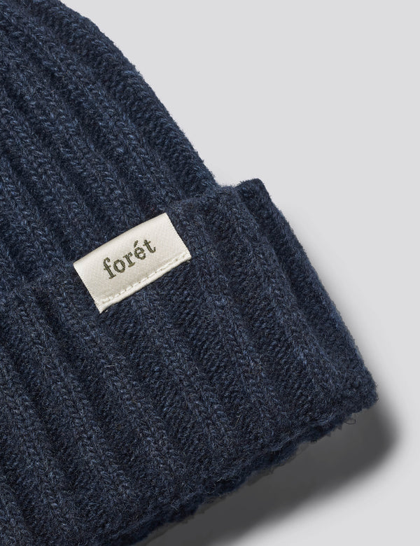 RELAX RIB LAMBSWOOL BEANIE - NAVY