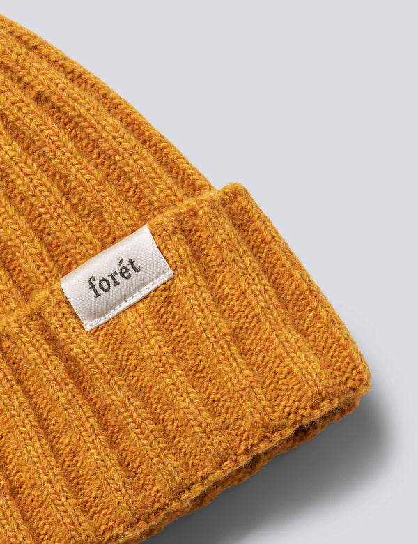 RELAX RIB LAMBSWOOL BEANIE - WARM YELLOW