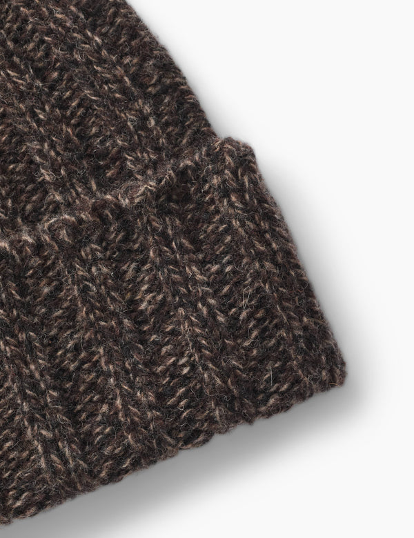 RELAX RIB PUZZLE BEANIE - BROWN