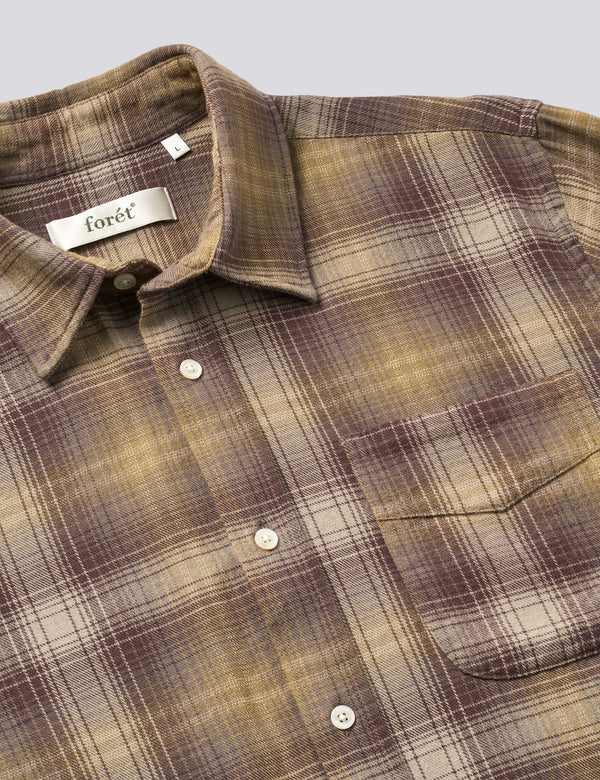 RIDGE REGULAR FIT FLANNEL SHIRT - WOOD CHECK