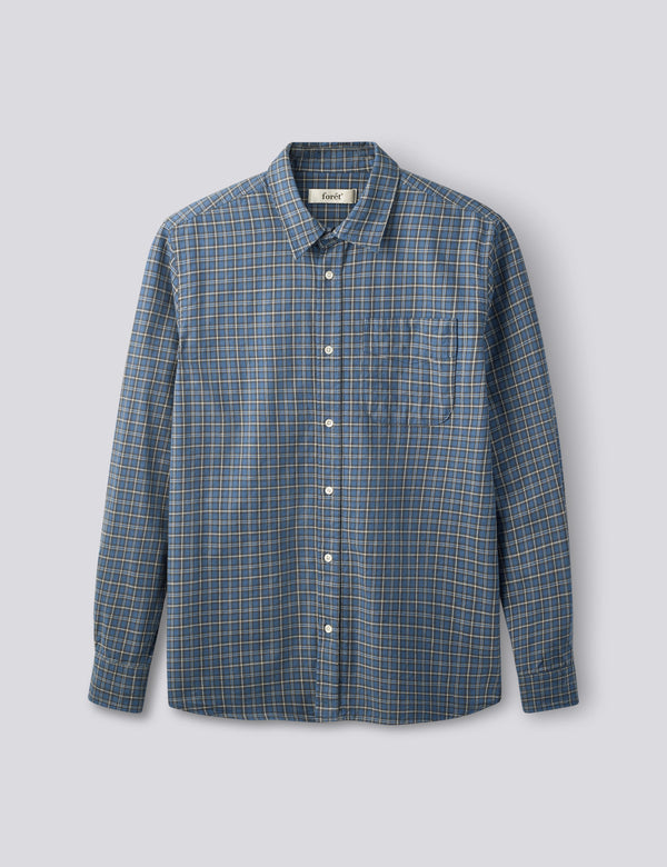 RIDGE REGULAR FIT FLANNEL SHIRT - NAVY CHECK