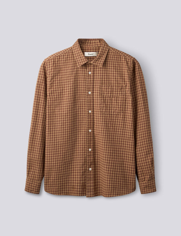 RIDGE REGULAR FIT FLANNEL SHIRT - RUST CHECK