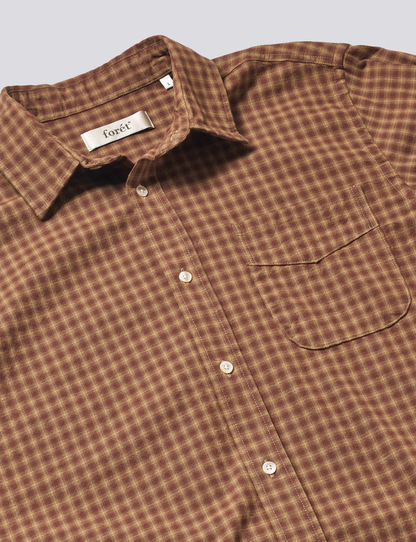 RIDGE REGULAR FIT FLANNEL SHIRT - RUST CHECK