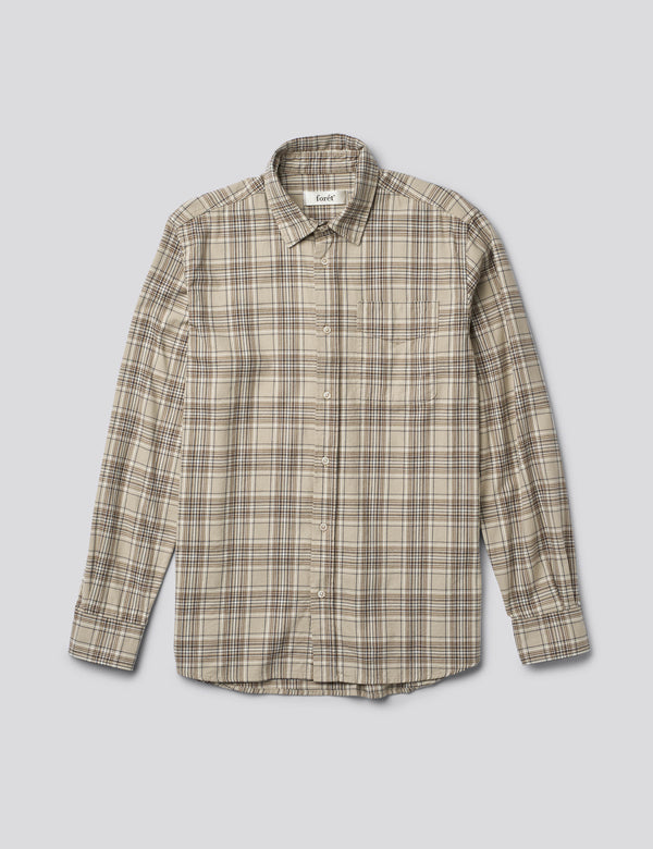 RIDGE REGULAR FIT FLANNEL SHIRT - KHAKI CHECK