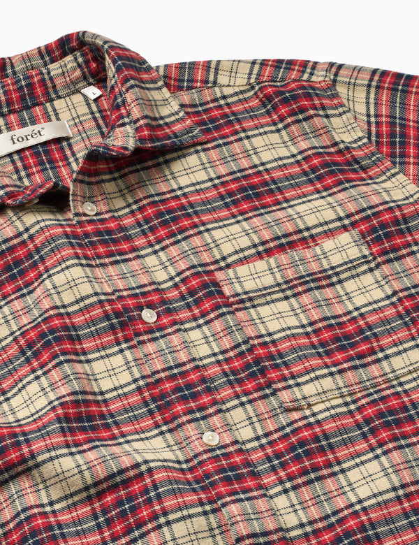 RIVER FLANNEL SHIRT - RED/NAVY/CLOUD