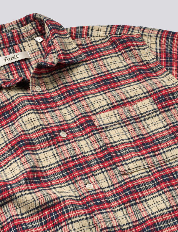 RIVER FLANNEL SHIRT - RED/NAVY/CLOUD