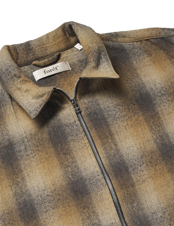 RAVEN WOOL ZIP OVERSHIRT - FALLOW CHECK