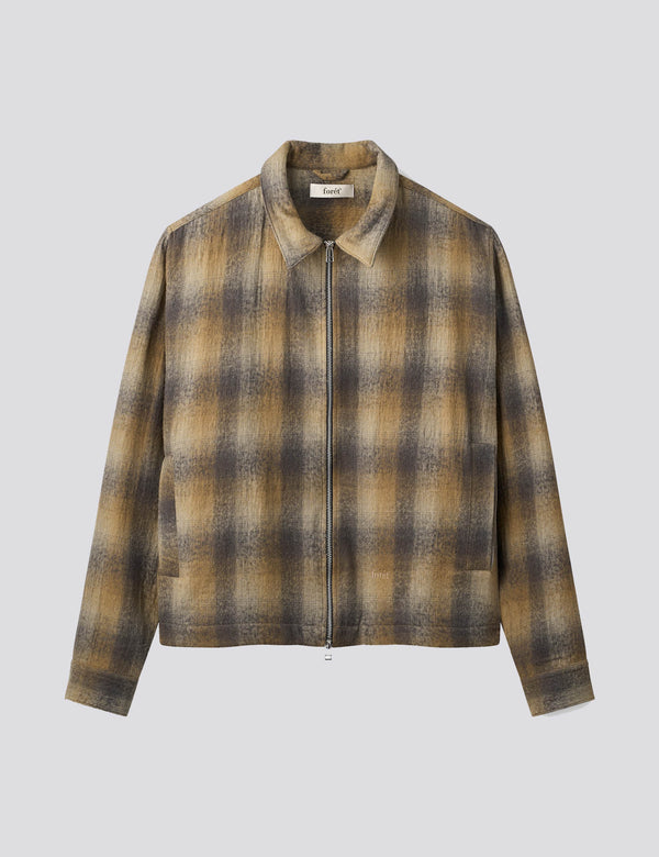 RAVEN WOOL ZIP OVERSHIRT - FALLOW CHECK