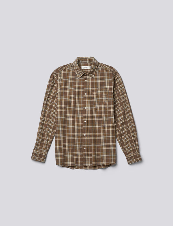 RIDGE REGULAR FIT FLANNEL SHIRT - BROWN CHECK