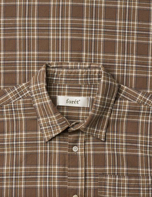 RIDGE REGULAR FIT FLANNEL SHIRT - BROWN CHECK