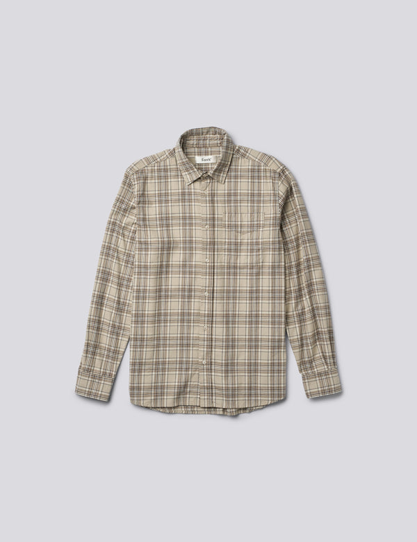 RIDGE REGULAR FIT FLANNEL SHIRT - KHAKI CHECK