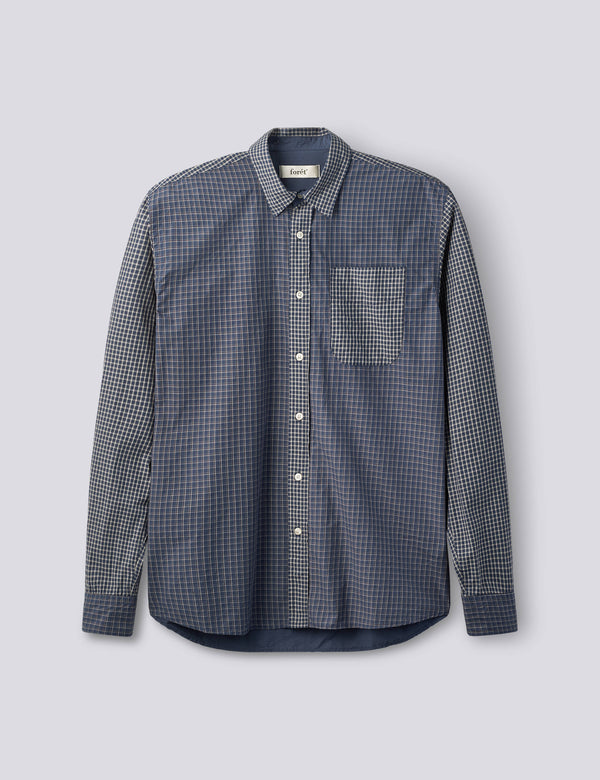 SCOUT MIX UP POPLIN RELAXED FIT SHIRT - NAVY MIX
