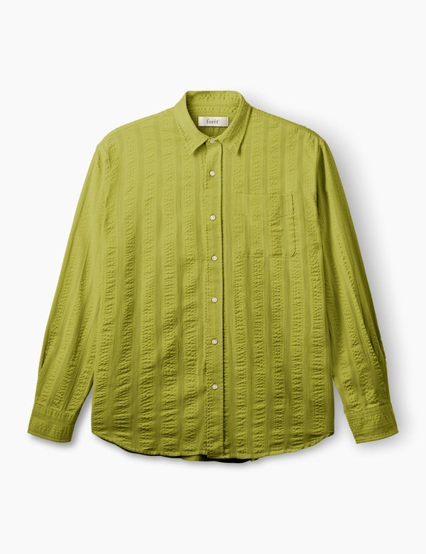 SCOUT RELAXED FIT JACQUARD STRIPE SHIRT - MOSS