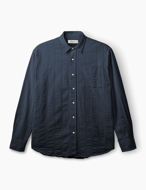 SCOUT RELAXED FIT JACQUARD STRIPE SHIRT - NAVY