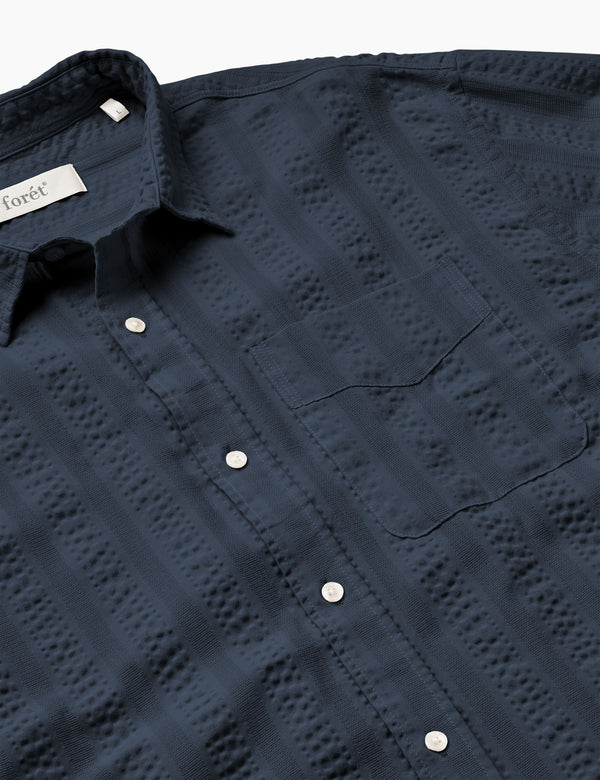 SCOUT RELAXED FIT JACQUARD STRIPE SHIRT - NAVY