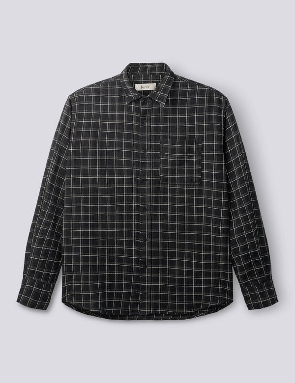 SCOUT RELAXED FIT LOOSE WEAVE CHECK SHIRT - BLACK CHECK