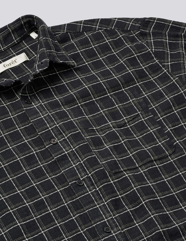 SCOUT RELAXED FIT LOOSE WEAVE CHECK SHIRT - BLACK CHECK