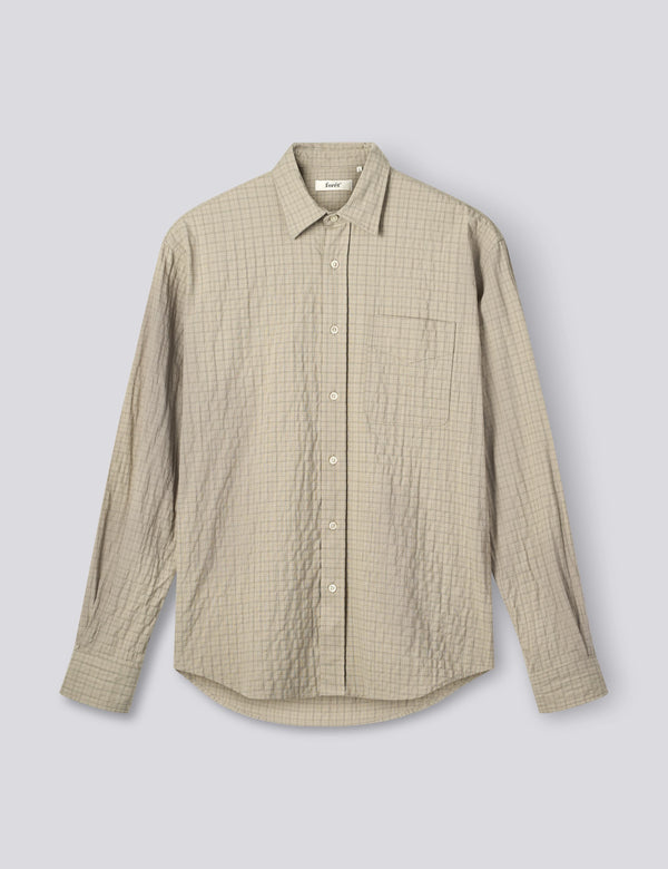 SCOUT RELAXED FIT MICRO CHECK SHIRT - KHAKI CHECK