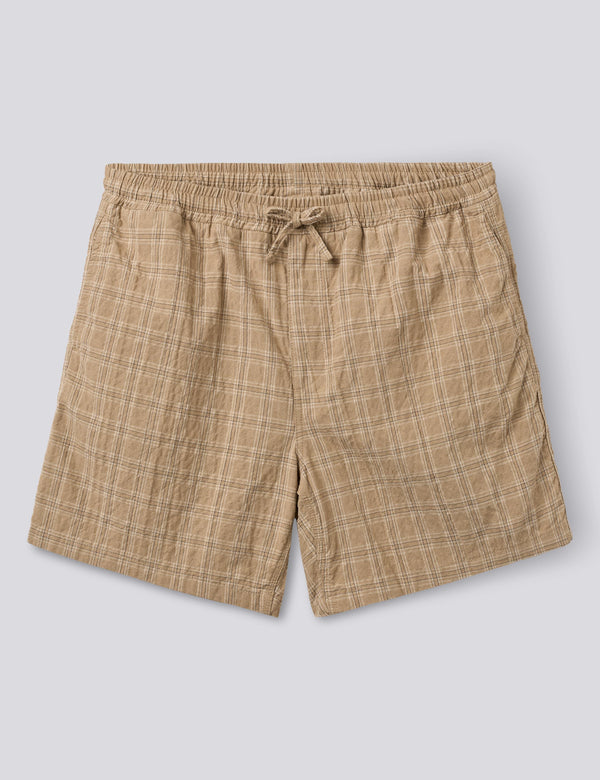 SHIFT TEXTURED SHORTS - KHAKI CHECK