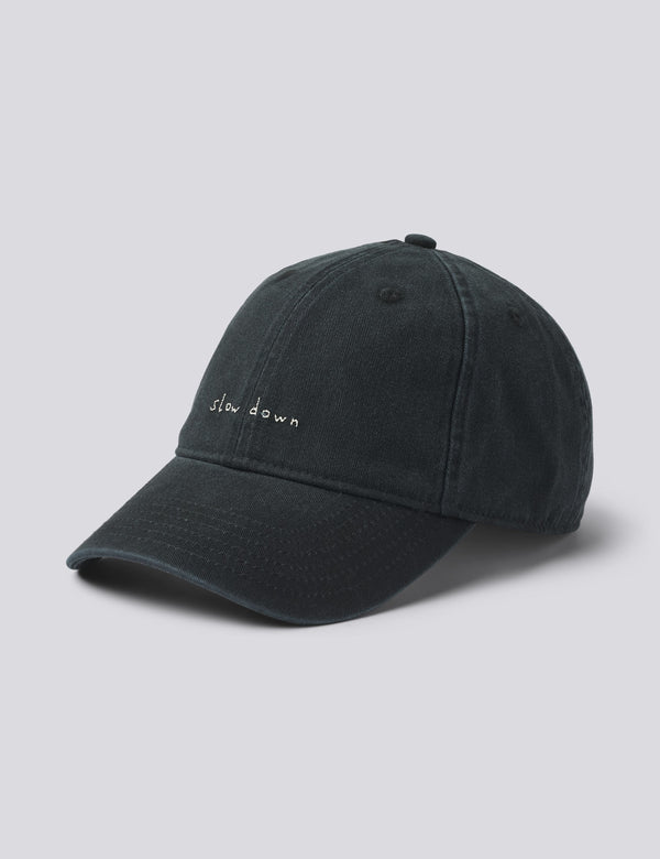 SLOW DOWN WASHED CAP - BLACK