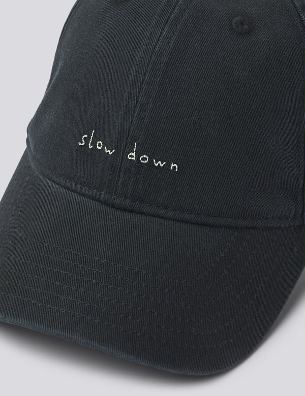 SLOW DOWN WASHED CAP - BLACK
