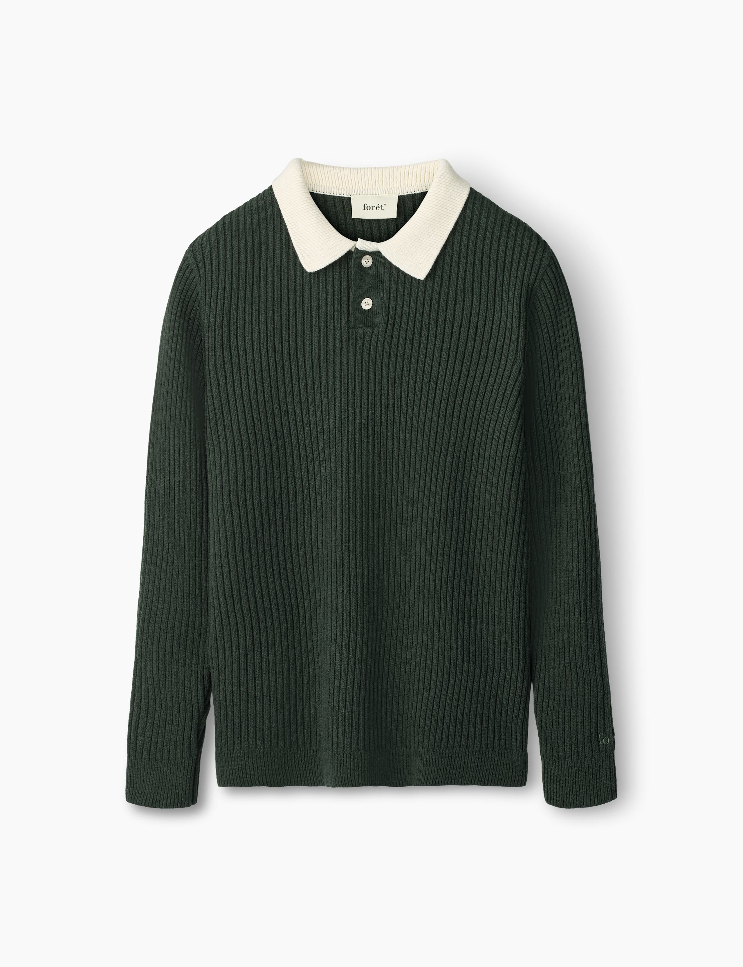 SOW RIB POLO KNIT - DARK GREEN