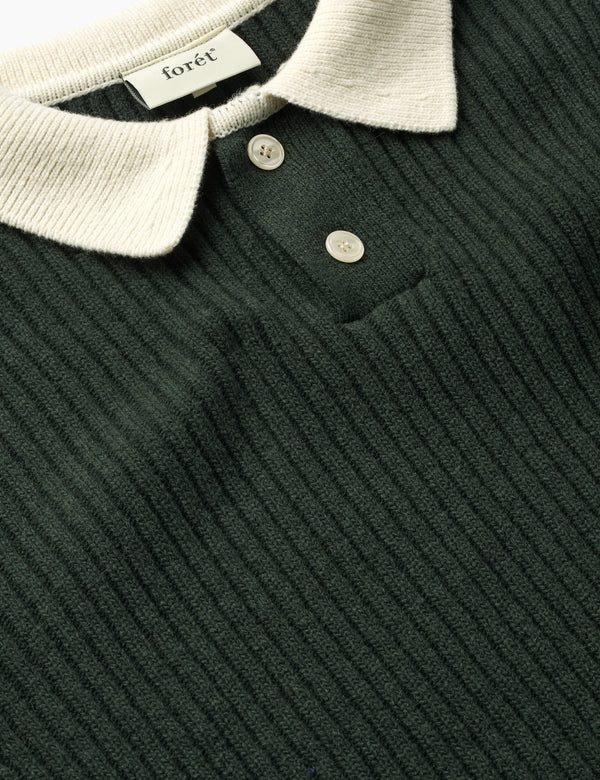 SOW RIB POLO KNIT - DARK GREEN