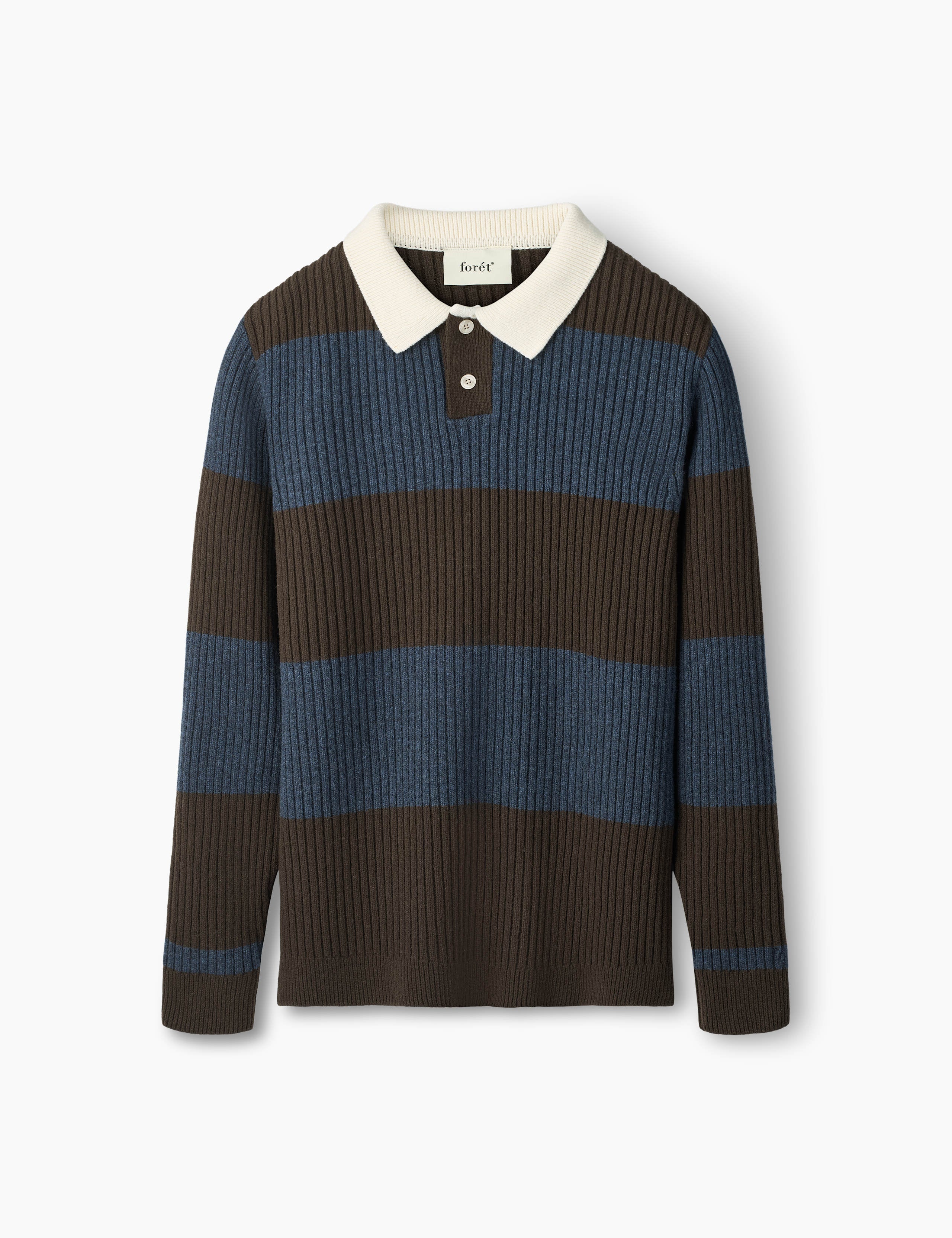 SOW RIB POLO KNIT - BLUE/BROWN
