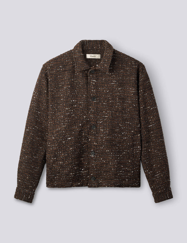 SUN BOUCLÉ RELAXED FIT OVERSHIRT - BROWN