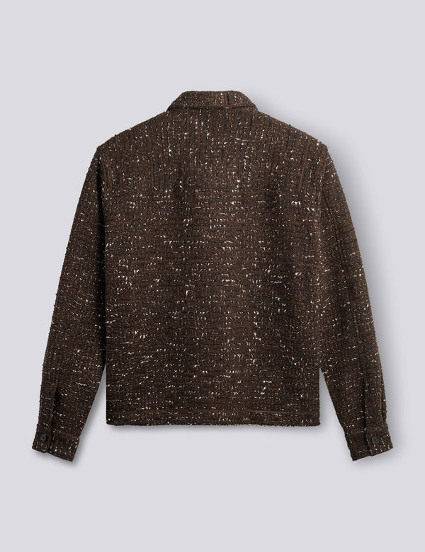 SUN BOUCLÉ RELAXED FIT OVERSHIRT - BROWN