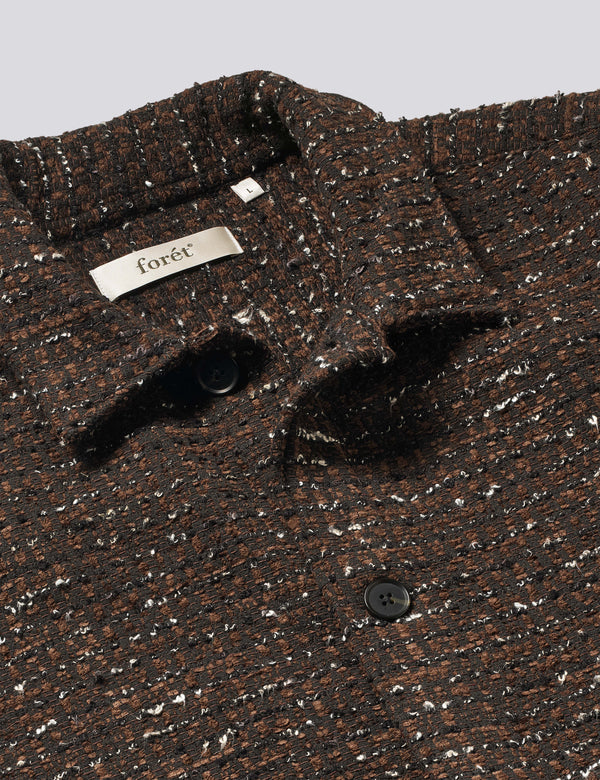 SUN BOUCLÉ RELAXED FIT OVERSHIRT - BROWN