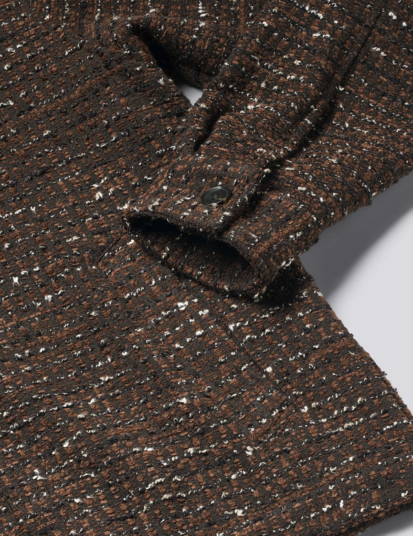 SUN BOUCLÉ RELAXED FIT OVERSHIRT - BROWN