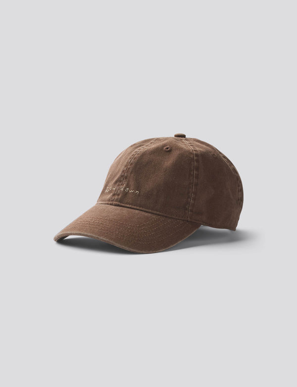 SLOW DOWN WASHED CAP - DARK BROWN