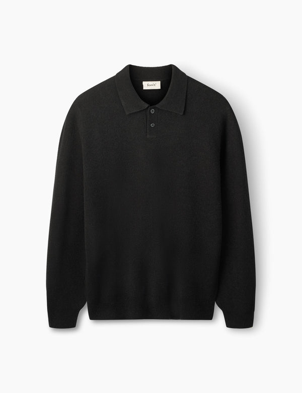 TIMBER BRUSHED POLO KNIT - BLACK