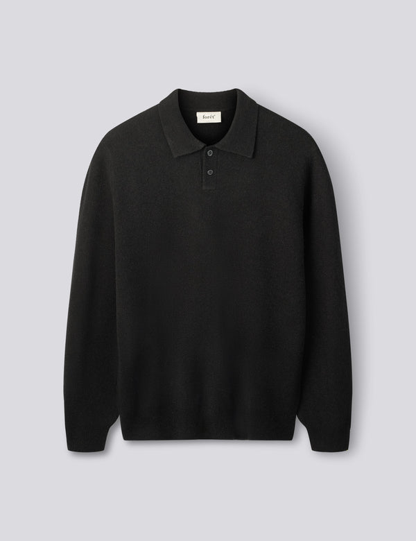 TIMBER BRUSHED POLO KNIT - BLACK