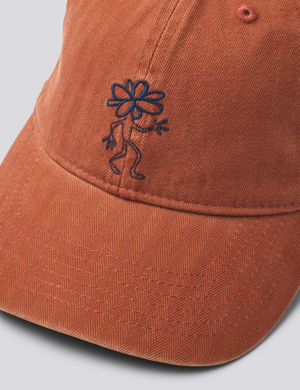 TREE WASHED HERRINGBONE CAP - BROWN