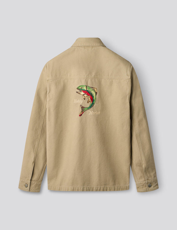 WOOD EMBROIDERY OVERSHIRT - KHAKI