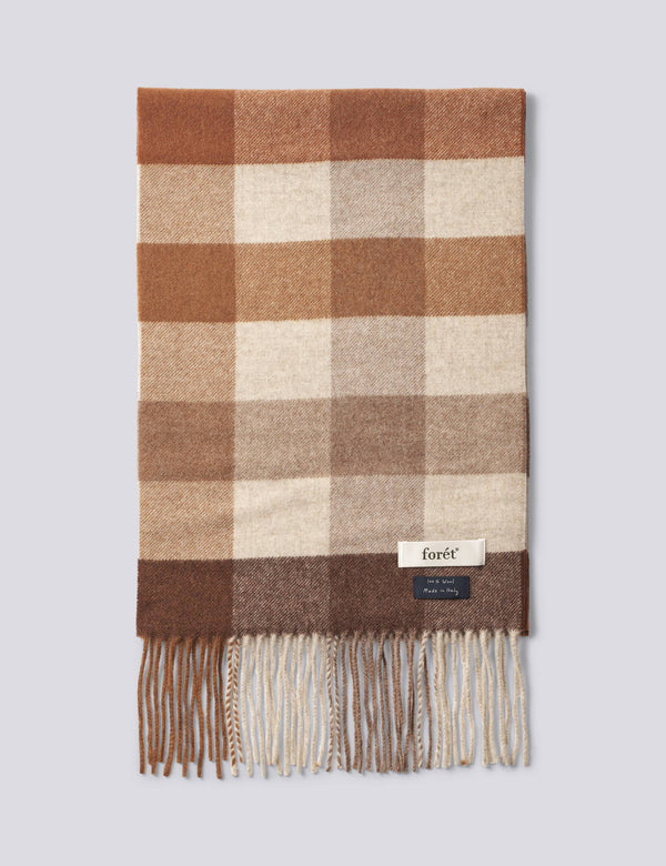 WOOL SCARF - BROWN CHECK