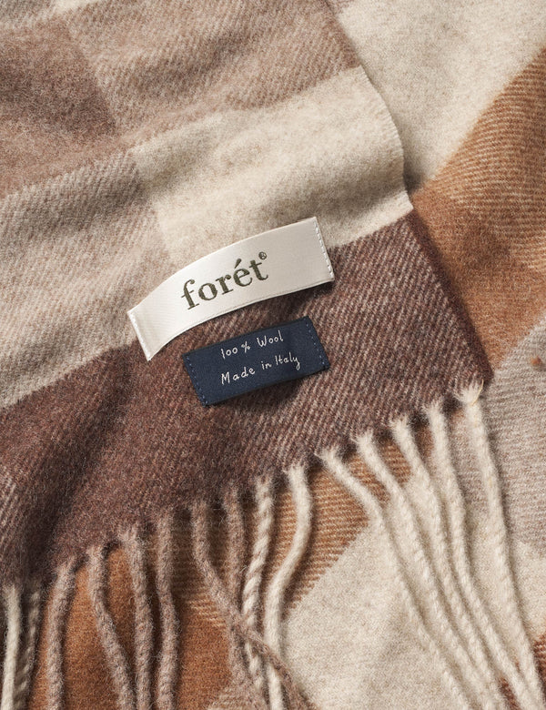 WOOL SCARF - BROWN CHECK