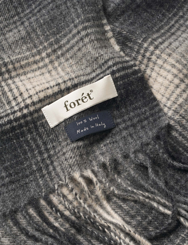 WOOL SCARF - GREY CHECK