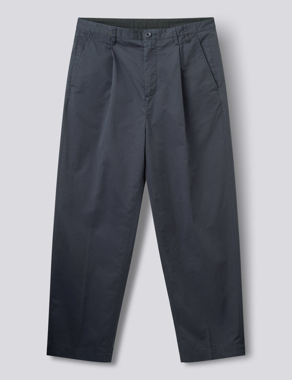 WRITER COMPACT TWILL PLEATED PANTS - NAVY