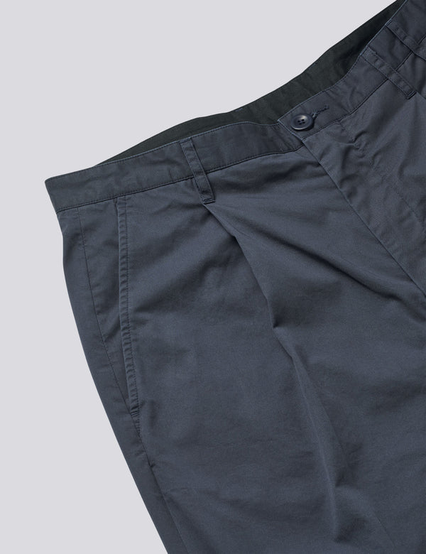 WRITER COMPACT TWILL PLEATED PANTS - NAVY