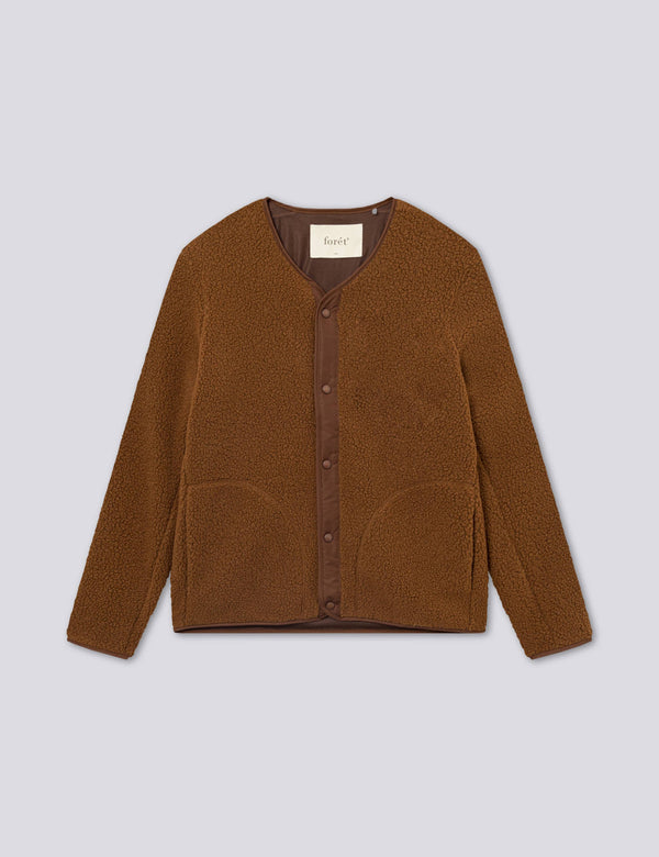 AURA SHERPA FLEECE JACKET - BROWN