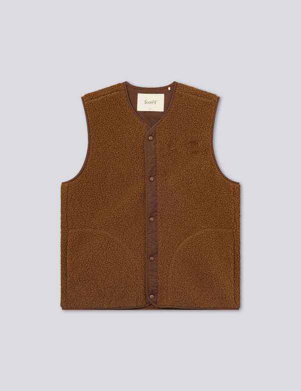 AURA SHERPA FLEECE VEST - BROWN