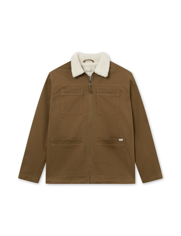 BEECH SHERPA TWILL JACKET - KHAKI/CLOUD