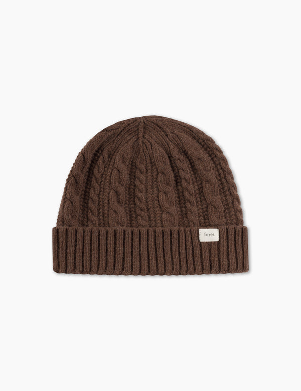 TOP CABLE BEANIE - BROWN