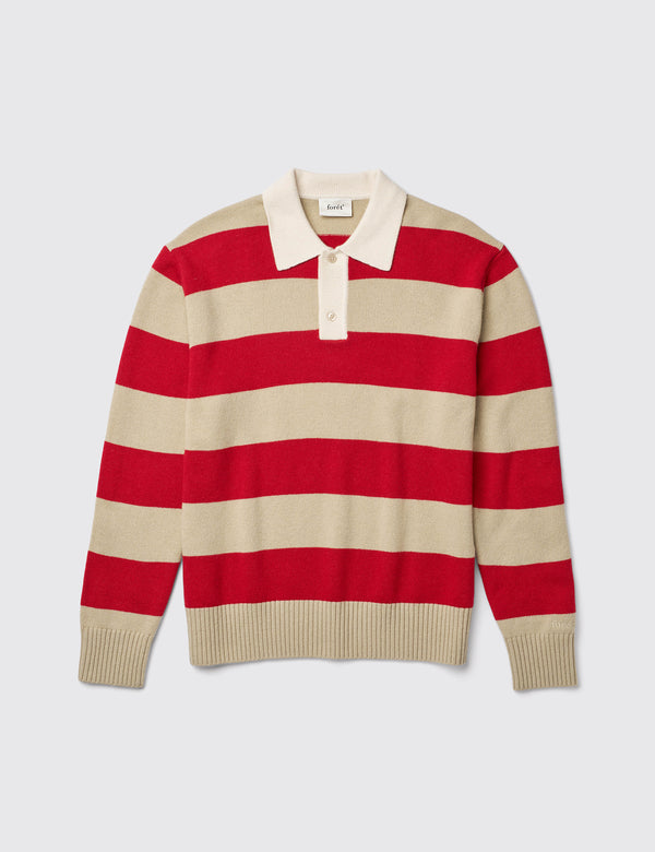 FROST STRIPE KNIT POLO - RED STRIPE