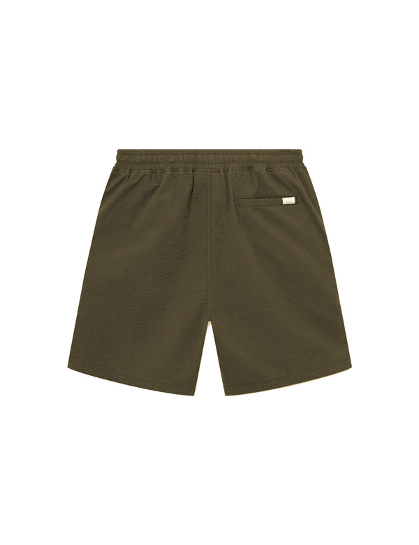 HUSH SEERSUCKER SHORTS - ARMY