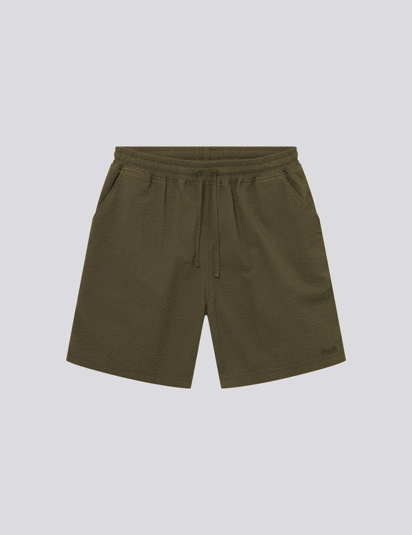 HUSH SEERSUCKER SHORTS - ARMY